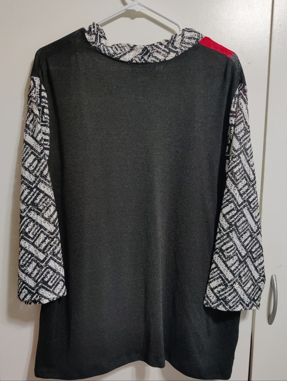 Alfred Dunner Layered Geometric Print Top with Attached Necklace - Picture 2 of 4